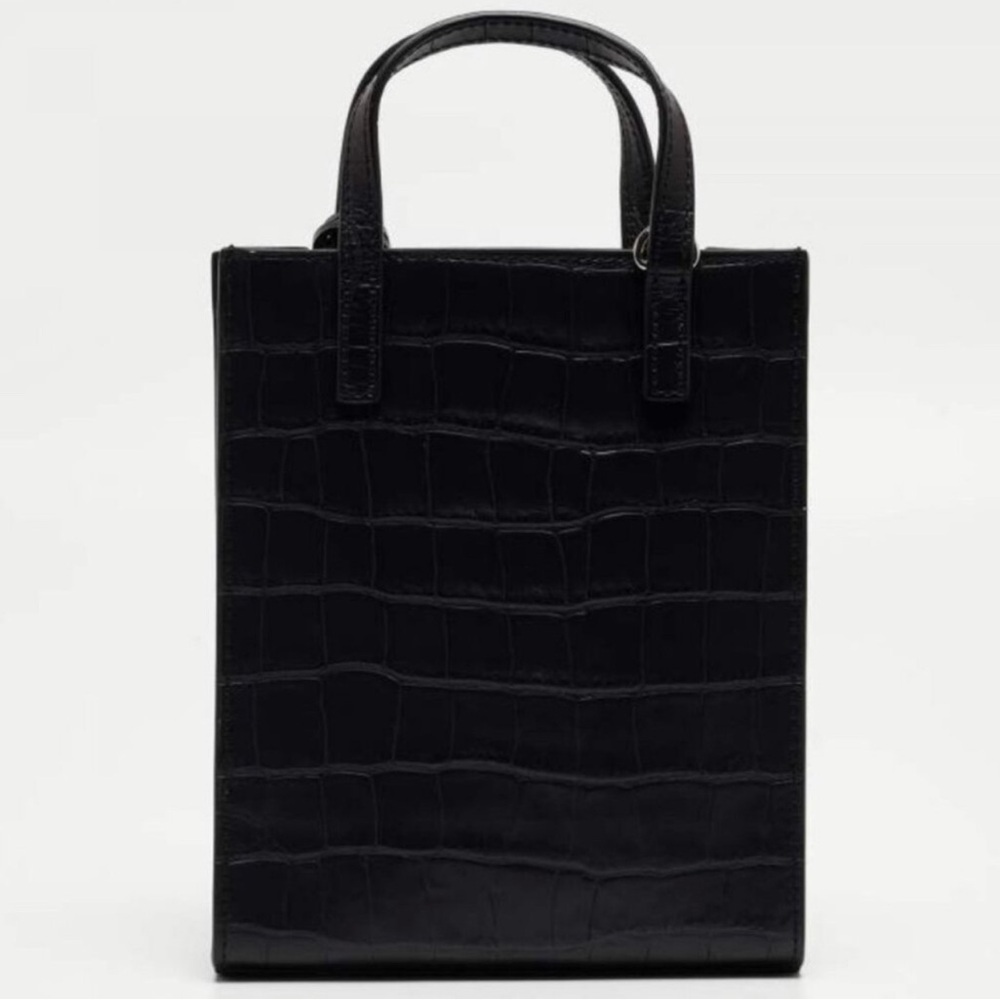 Marc Jacobs Micro Croc-Embossed Leather‎ Tote Crossbody Bag in Black - NWT - Picture 4 of 6